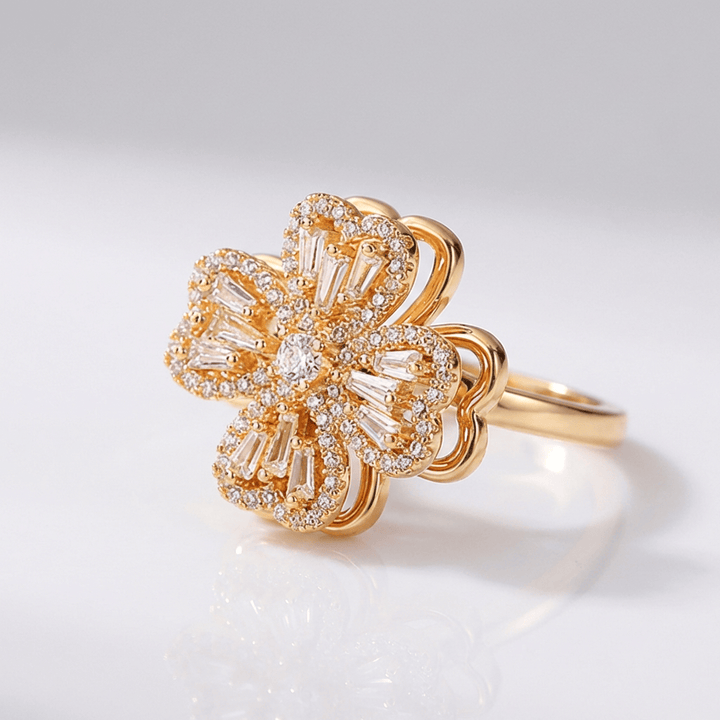 Baguette Zirconia Rotating Flower Ring - (Adjustable) by Rose & Oliver - product image 1