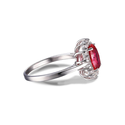 White Gold Classic Ruby Halo Ring - Rose & Oliver