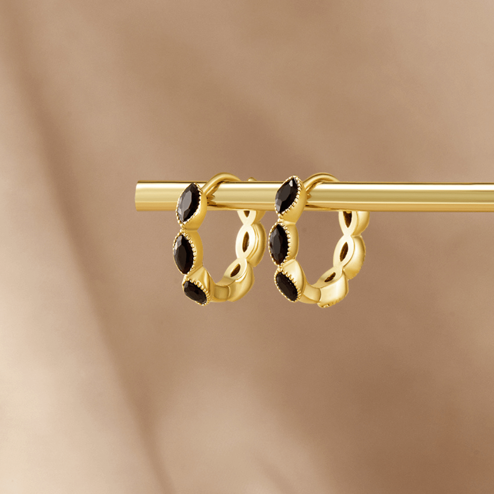 Mini Onyx Hoop Earrings - Rose & Oliver