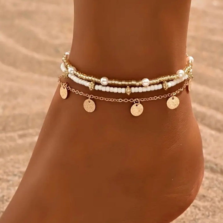 Coastal 3-Piece Layered Anklet set