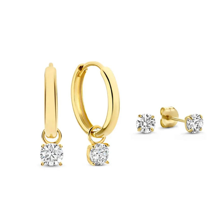 Diamond Stone Earrings Set