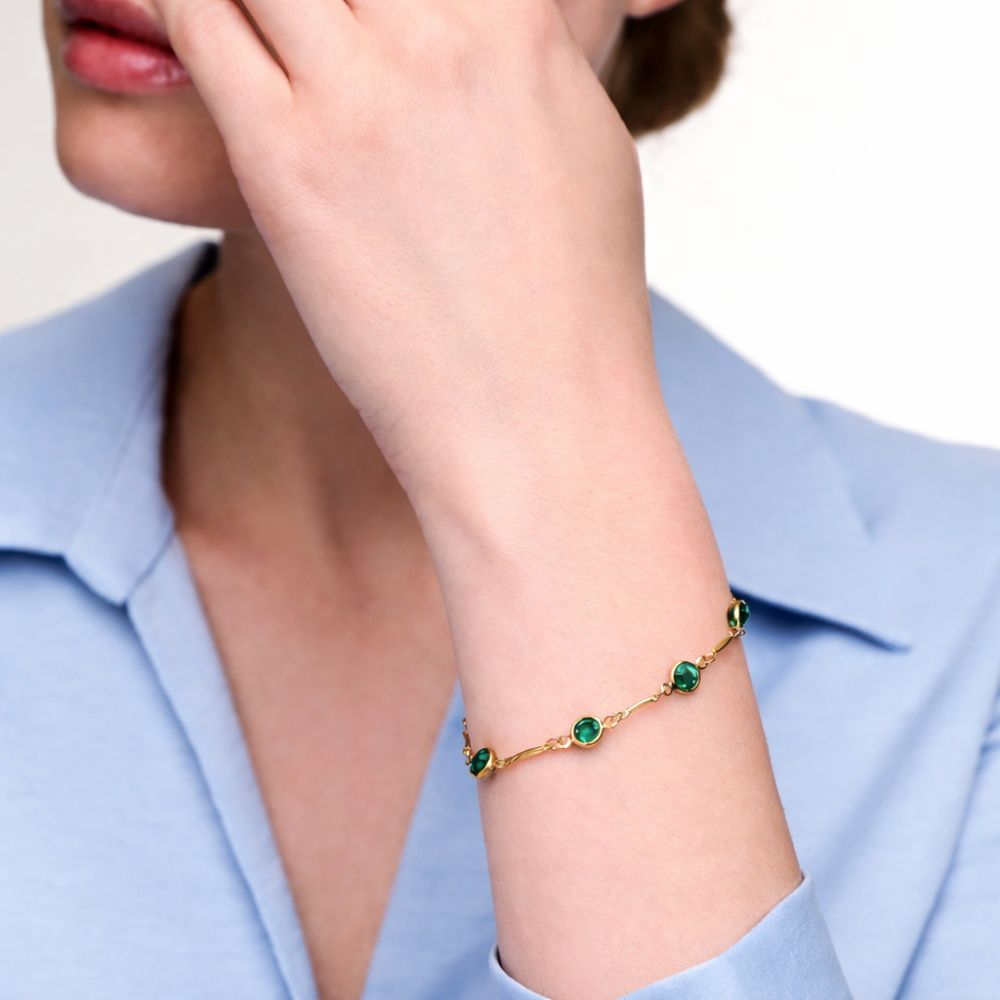 Emerald Gold Chain Bracelet