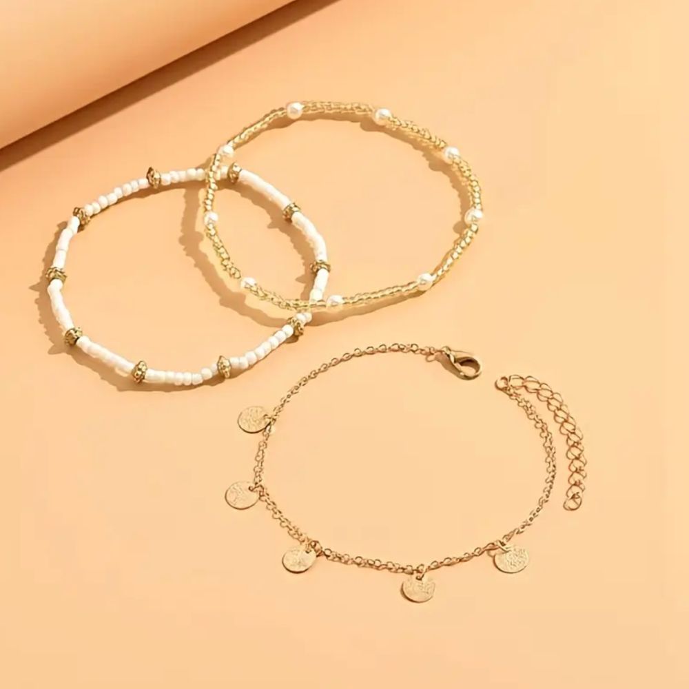 Coastal 3-Piece Layered Anklet set