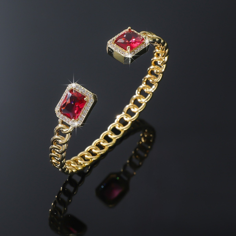 Veloria Ruby Open Bracelet - Rose & Oliver