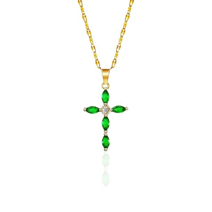 Emerald Cross Necklace - Rose & Oliver