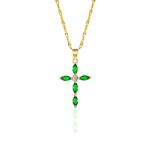 Emerald Cross Necklace - Rose & Oliver