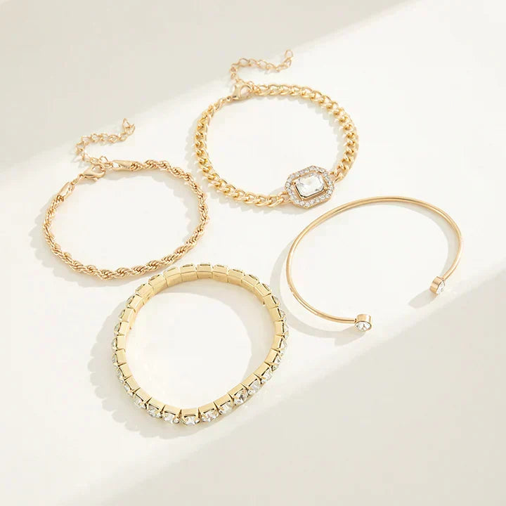 Domitia Calvina Bracelet Set (White Gold) - Rose & Oliver