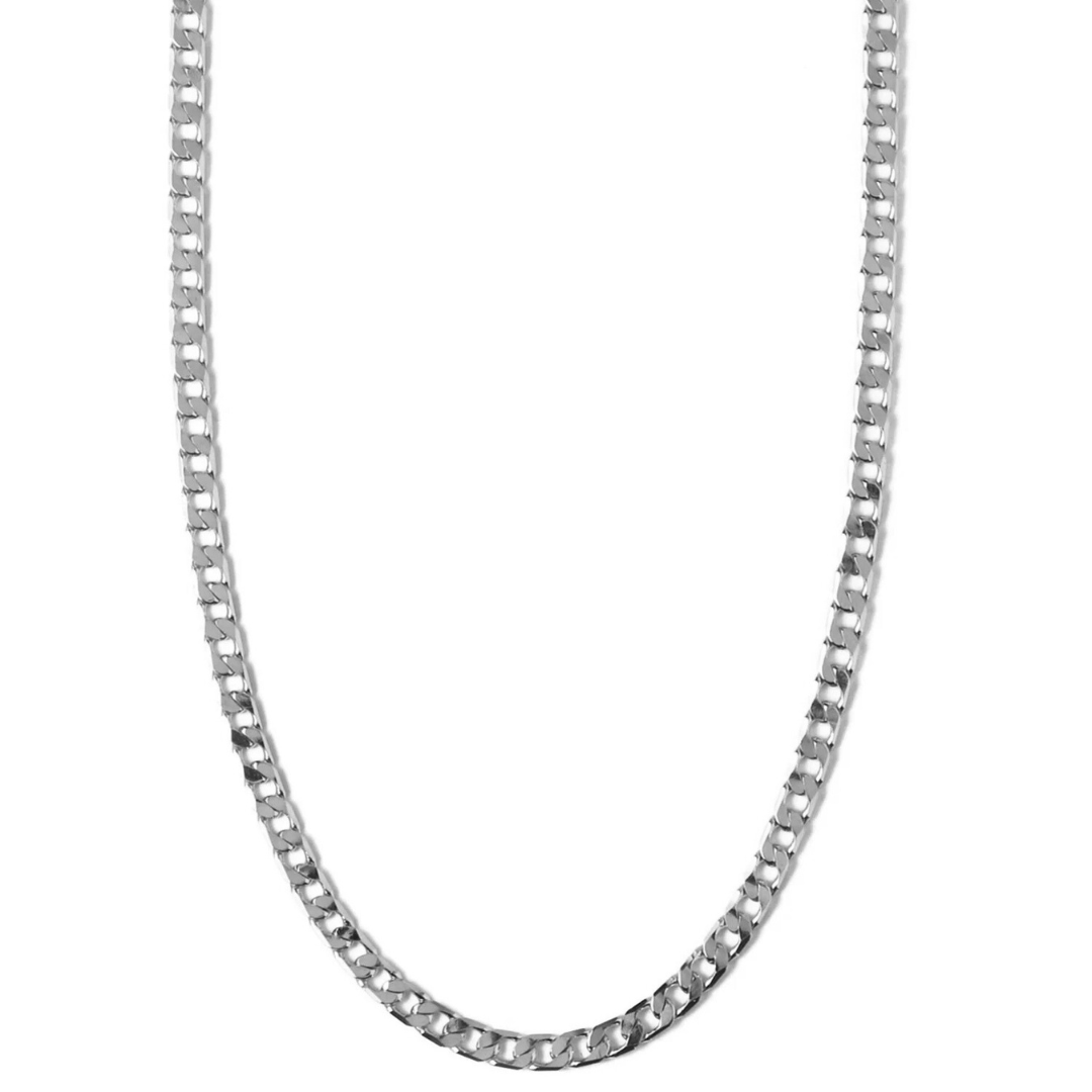 Flat Link Curb Chain Necklace (White Gold) - Rose & Oliver