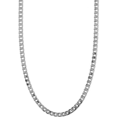 Flat Link Curb Chain Necklace (White Gold) - Rose & Oliver