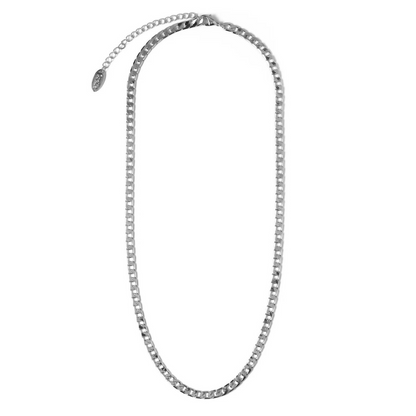 Flat Link Curb Chain Necklace (White Gold) - Rose & Oliver
